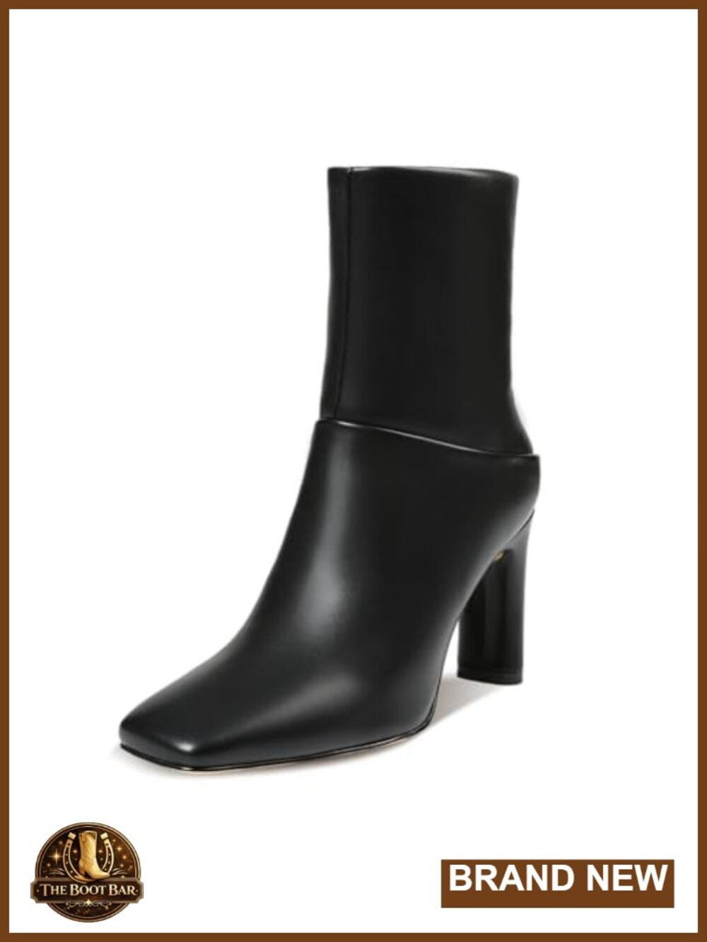 Women's Square Toe Block Heel Ankle Boots with Side Zipper Faux Leather